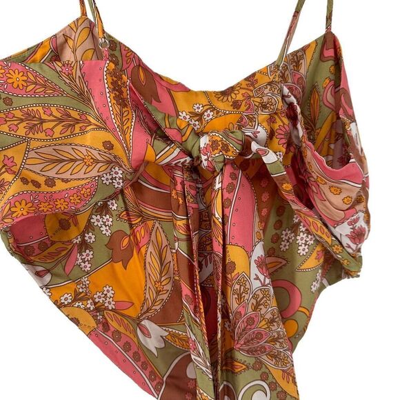 Gianni Bini Bohemian Satin Scarf Crop Top Tie Back XL Paisley Colorful Open Back - Picture 7 of 7